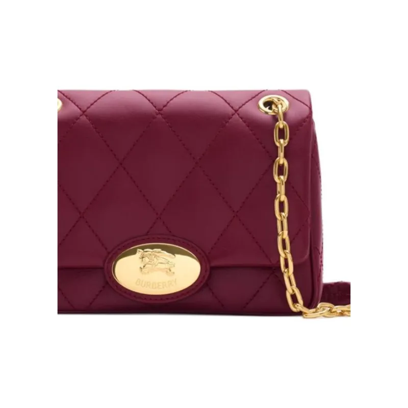 Burberry Cow Leather Shoulder Bag Trumpets Women's Red-3