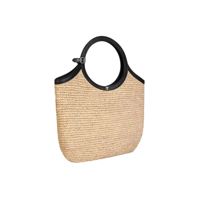 COURREGES Raffia Handbag Medium Size Women's Natural Beige-1