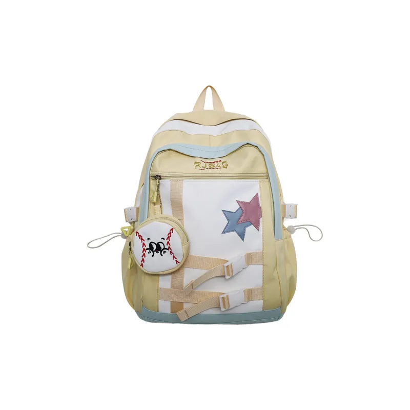 WICKBUEN Nylon Backpack Regular Unisex Ecru/Pink/Violet/Yellow-18