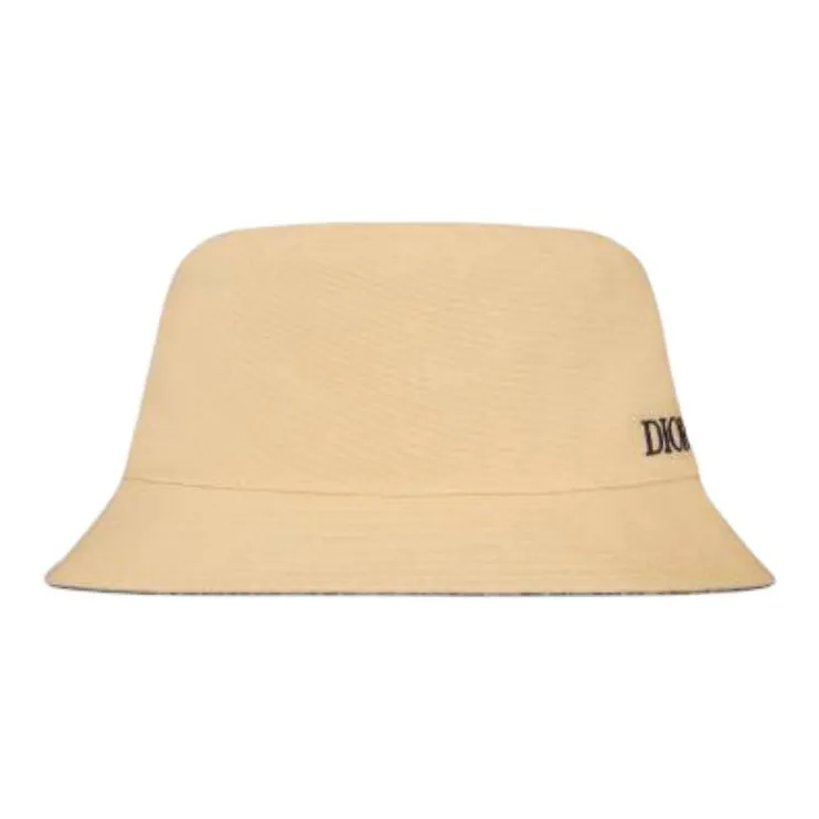 DIOR Cotton, Canvas, Polyester, Twill Cotton Fabric Bucket Hats Men's Beige-2