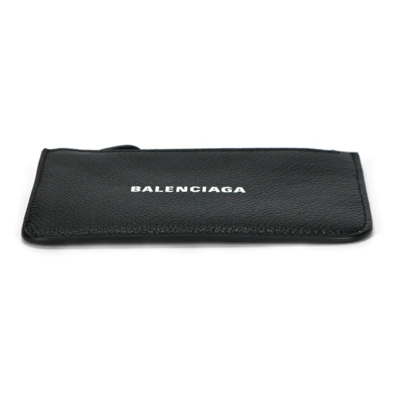 Balenciaga Cash Grain Cow Leather Card Holder Tubas Women's Black-3