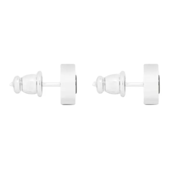 DIOR Copper Alloy, Metal Stud Earrings Unisex Silver-2