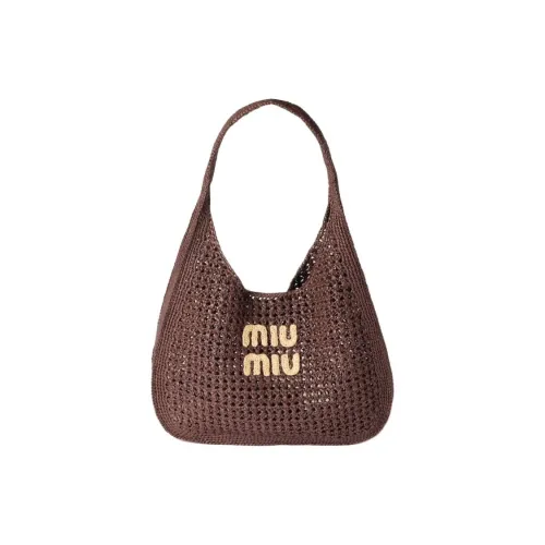 MIU MIU Woven HOBO Shoulder Bag Women's Cocoa Brown