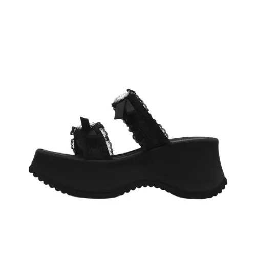 CAMEIDO Rubber Sole Slip Resistant Slide Slippers Women's Black