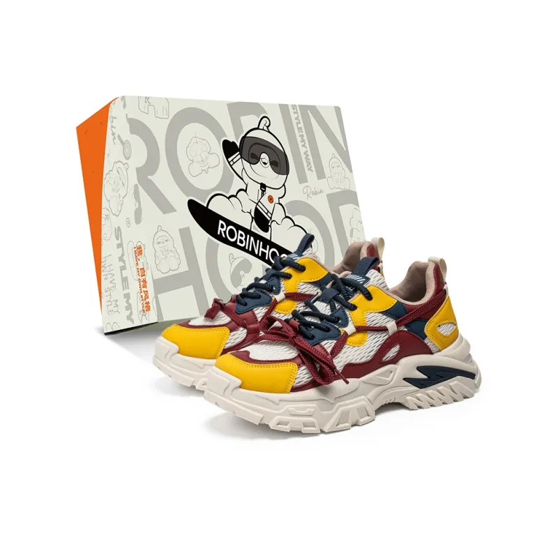 ROBINHOOD Cushioning, Slip Resistant, Abrasion Resistant, Coverage, Support Low Top Chunky Sneakers Men's-12