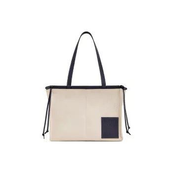 LOEWE Cushion Tote Soft Grained Calfskin Tote Bag Shopping Bag Shoulder Bag Handbag Women's Light Oatmeal Black