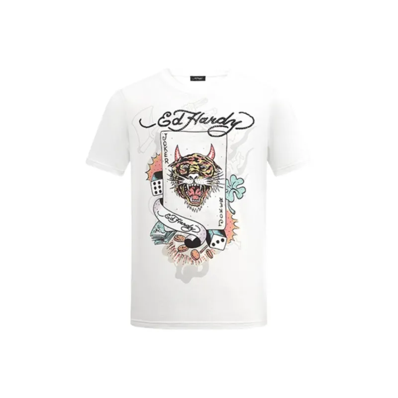 Ed Hardy T Shirts Men Ivory White-0