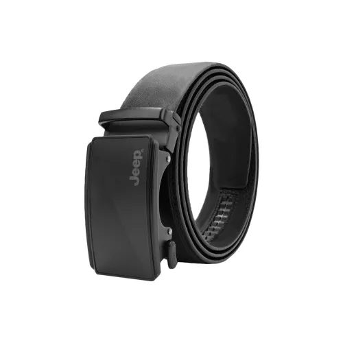 Jeep Top Grain Cow Leather Belts Men's Black/Litchi Grain Black Width  3.5cm