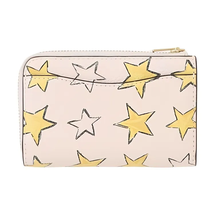 COACH EssentialL Zip Leather Card Holder Mini Women's Yellow & White-2