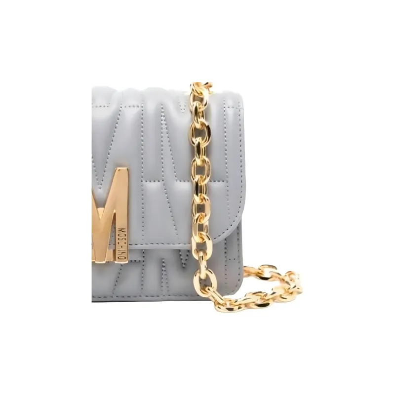 MOSCHINO Sheepskin Shoulder Bag, Crossbody Bag Trumpets Women's Light Gray-2