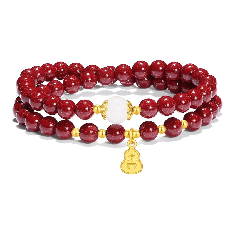 PUTUOSHANWENCHUANG Synthetic/Artificial Cinnabar Bracelets Unisex-0