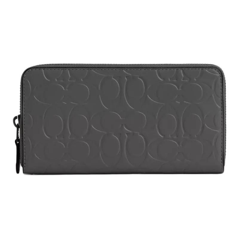 COACH Accordion Wallet Smooth Cow Leather Wallet Trumpets Men's Gray-0