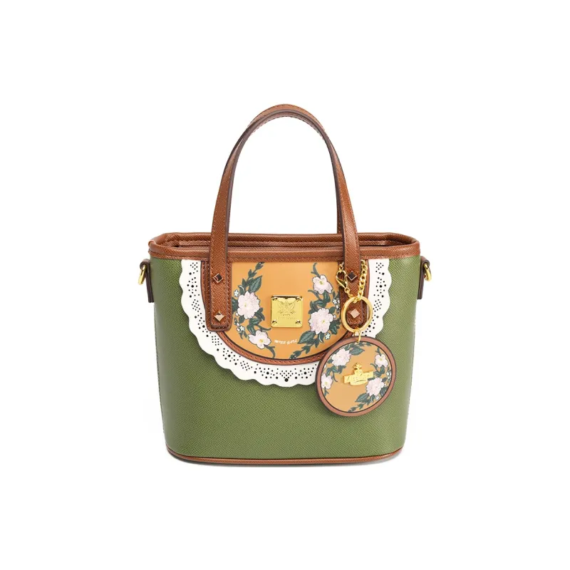 MISS GAIL Synthetic Leather Handbag Regular Women's Green/Yellow-3