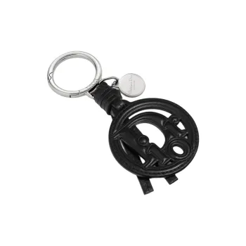 DIOR OBLIQUE Cow Leather Keychain Bag Accessory Unisex Black