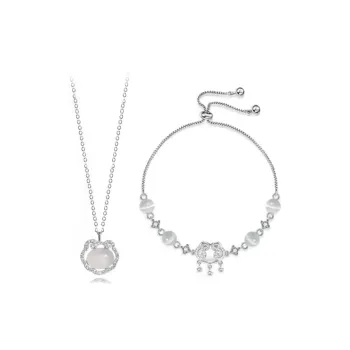 I&YOU Glass Cat Eye Necklaces Women's