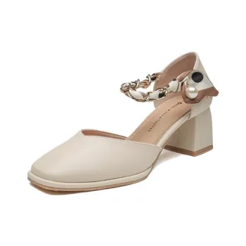 City Camel Chunky Heel High Heels Women's Apricot