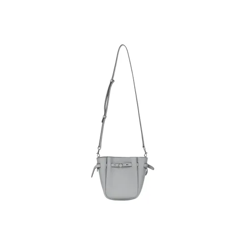 TORY BURCH Romy Bucket Cow Leather Crossbody Bag, Shoulder Bag Small Size Women's Light Heather Granite