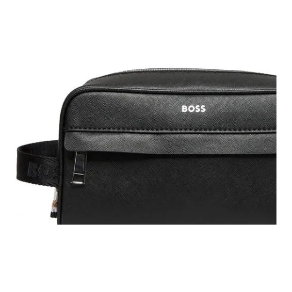 HUGO BOSS Leather Toiletry Bag Men's Black-3