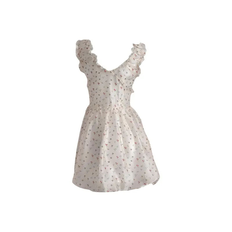 KKX Slip Dresses Women's Bowknot Print Dress-1