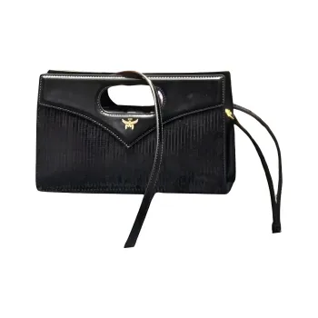 MCM Sheepskin Crossbody Handbag Small Size Women's Black