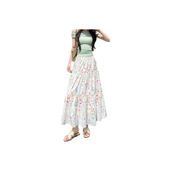 Flowers In Water Casual Long Skirt Women's