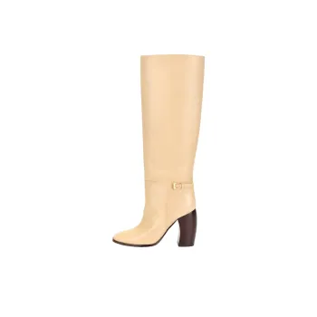 TORY BURCH Knee High Boots 10cm Women's Beige Yellow
