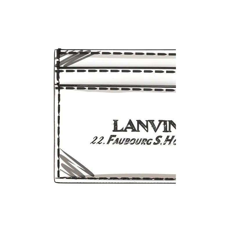 Lanvin Leather Wallet Women's Black White-3