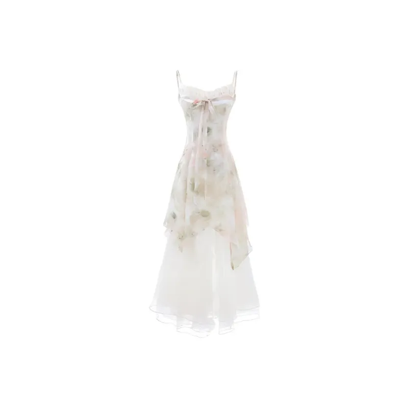 KKX Slip Dresses Women's Peach Turns Green-0