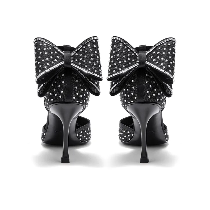 SHOESZOOO Summer Fashion Apparel Sandal Slim Heel High Heels 9cm Women's Hepburn Black-4