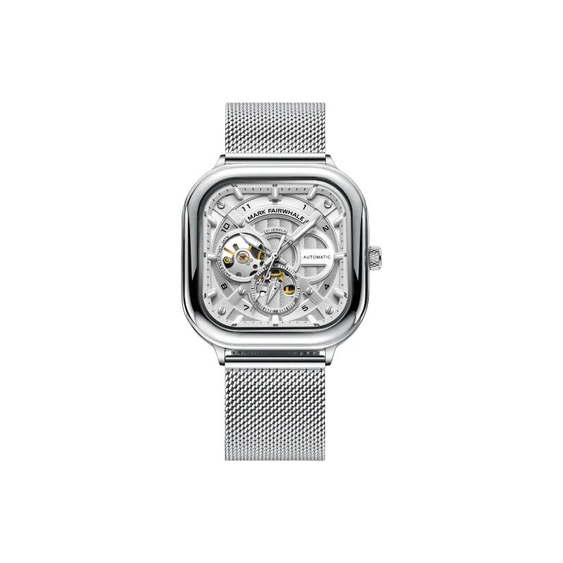 FAIRWHALE Automatic Mechanical Movement Steel Strap Watch Men's Watches White Dial-0