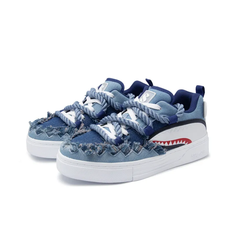 STANAIR Anti Slip And Wear Resistant Height Increasing Low Top Skateboard Shoes Unisex Denim Blue-2