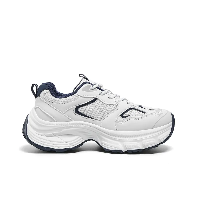 HUANQIU Slip Resistant, Abrasion Resistant, Lightweight Low Top Chunky Sneakers Women's White Blue-1