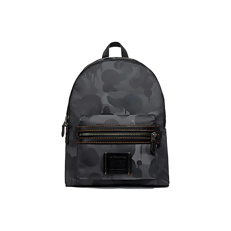 COACH Canvas Leather Backpack Large Size Men's Camouflage Gray-0