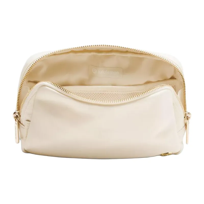 Lululemon Everywhere Nylon Sling Bag, Fanny Pack Large Size Women's Light Beige & Gold-3