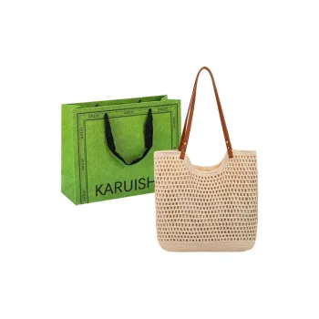 KARUISHA Fabric Shoulder Bag Women's Beige/Beige & Khaki/Khaki