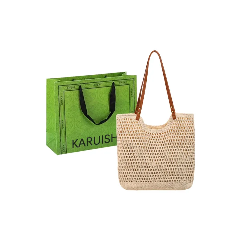 KARUISHA Fabric Shoulder Bag Women's Beige/Beige & Khaki/Khaki-0