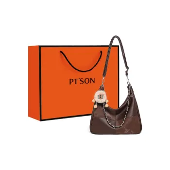 PT'SON Synthetic Leather Commute Shoulder Bag Large Size Women's Coffee