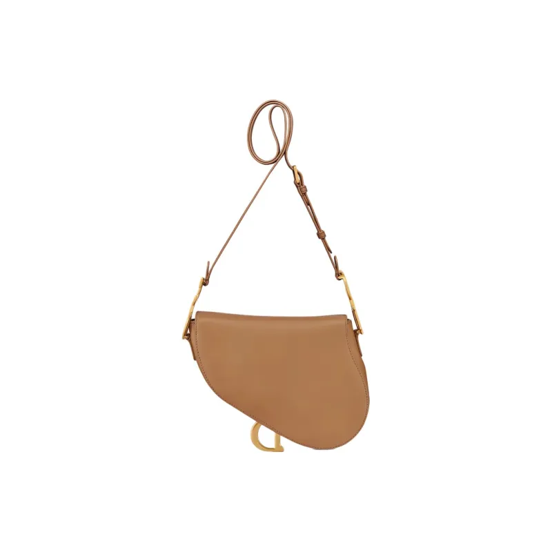 DIOR Cow Leather Saddle Bag, Shoulder Bag Medium Size Women's Light Gold Brown-3