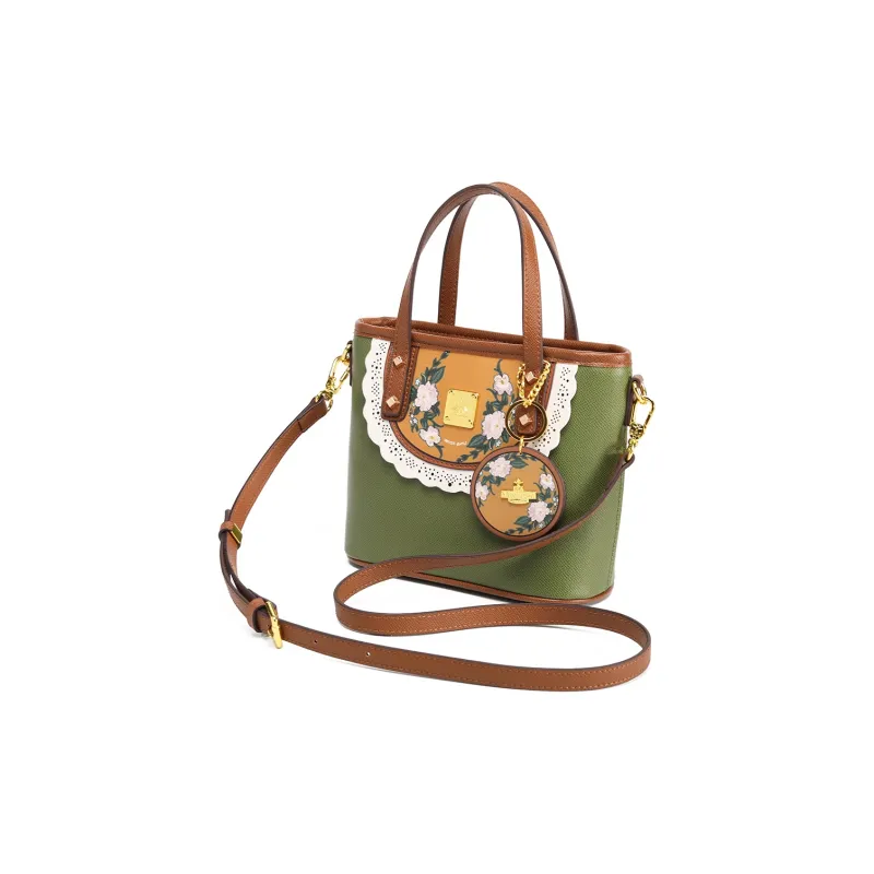MISS GAIL Synthetic Leather Handbag Regular Women's Green/Yellow-10