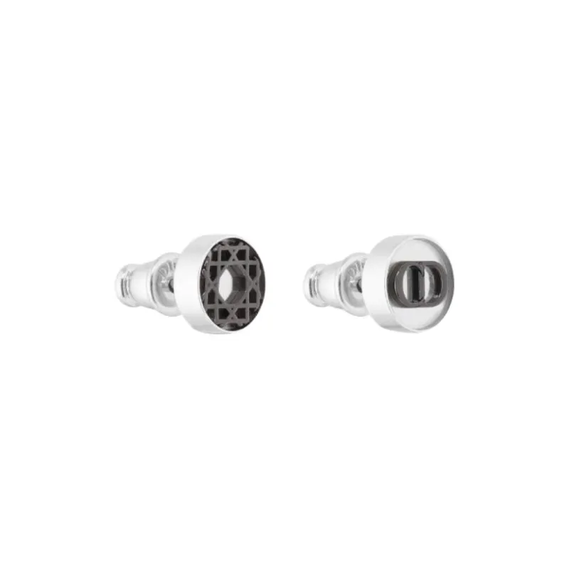 DIOR Copper Alloy, Metal Stud Earrings Unisex Silver-1