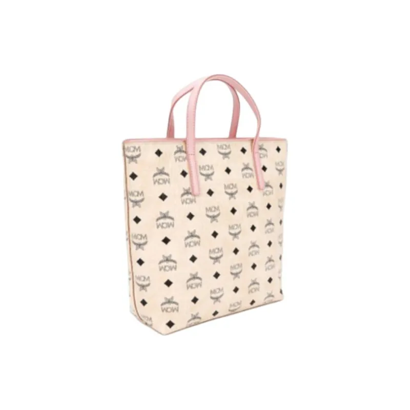 MCM Leather Tote Bag, Shopping Bag, Shoulder Bag, Crossbody Bag, Handbag Small Size Unisex Beige-2