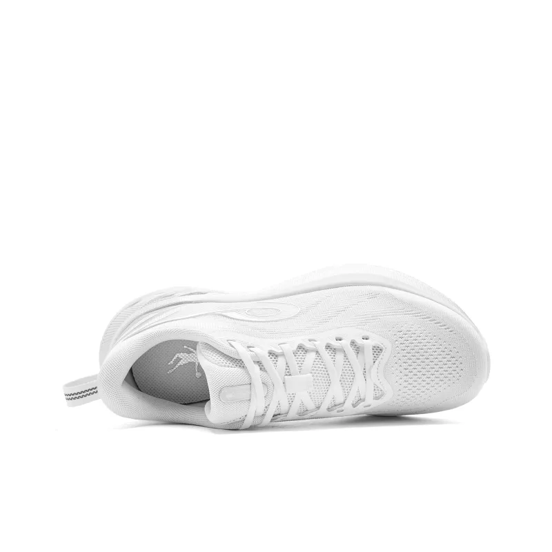 QIAODAN Cushioning, Slip Resistant, And Abrasion Resistant Low Top Casual Running Shoes Women's White Silver-3