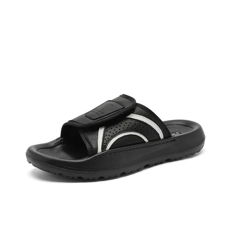 ΛOLUNKΛ Slip Resistant Abrasion Resistant Slide Slippers Men's Black-1