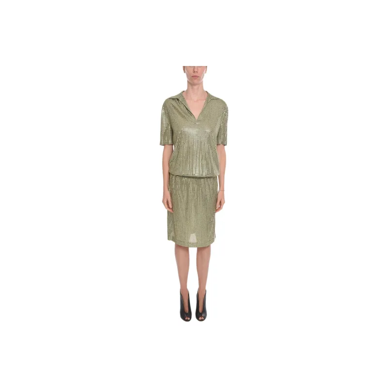 Bottega Veneta Short Sleeved Dress Women's Sage Green-0