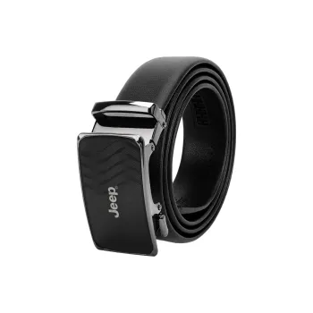 Jeep Cow Leather Belts Men's Black/Litchi Grain Black 3.5CM