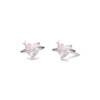 NUSQ Sterling Silver With Zircon Stud Earrings Women's