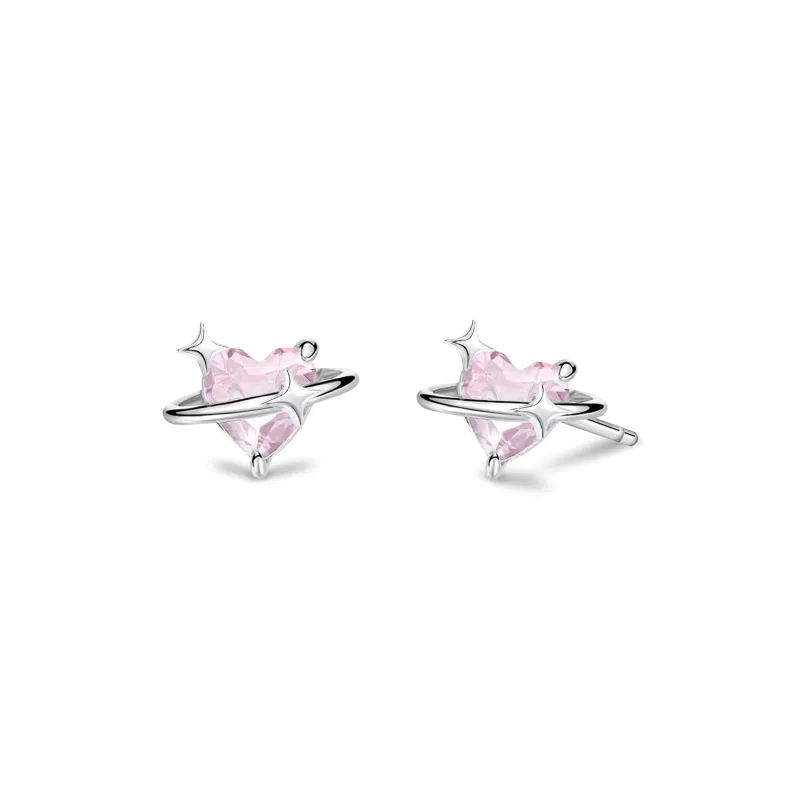 NUSQ Sterling Silver With Zircon Stud Earrings Women's-0