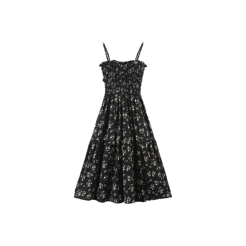 Rose Slip Dresses Women's Black-0