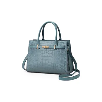 Old Man's Head Top Grain Cow Leather Crossbody One Shoulder Tote Handbag Regular Women's Blue