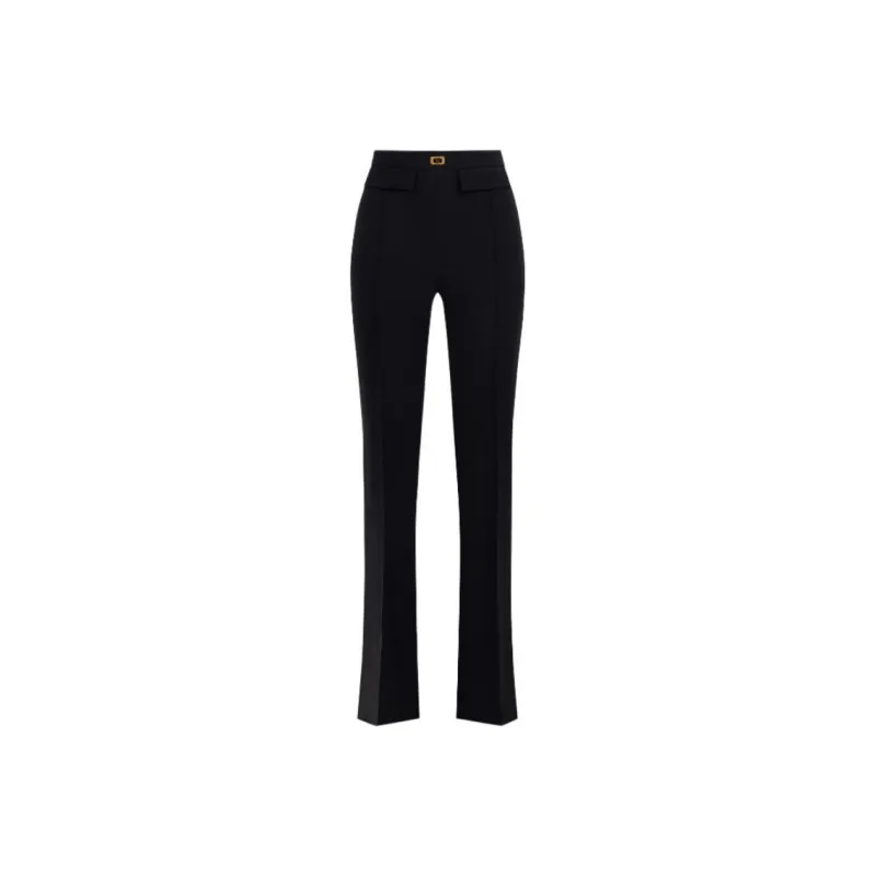 Elisabetta Franchi Logo Plaque Crêpe Trousers-0